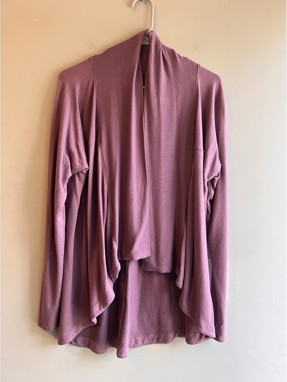 Athleta Nirvana Draped Open Front Wrap Cardigan Mauve Size M